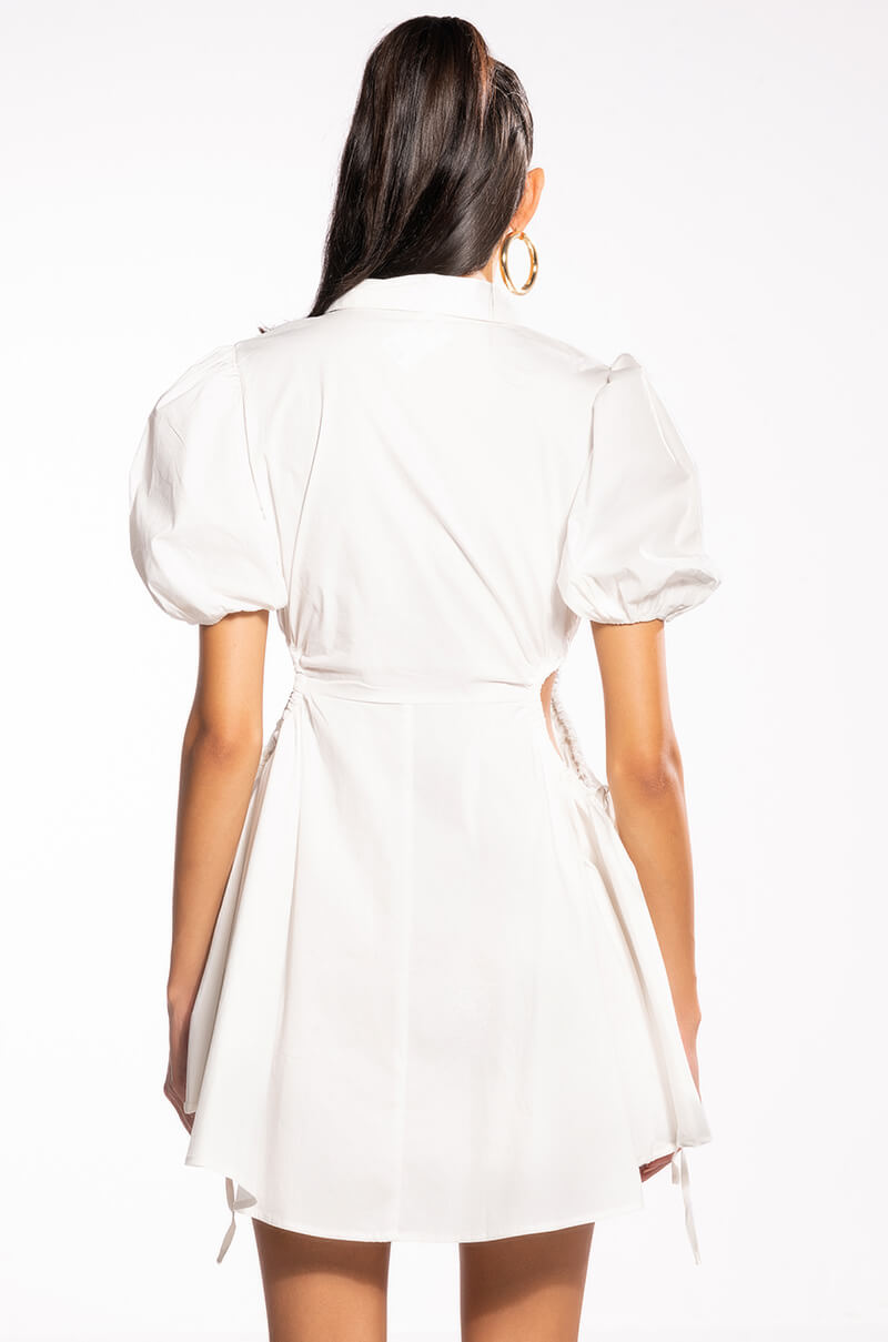 LUCY CUT OUT FIT AND FLARE MINI DRESS