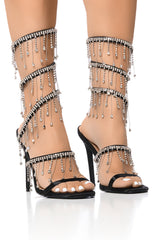 HIGHEND EMBELLISHED BEADING SANDAL IN BLACK