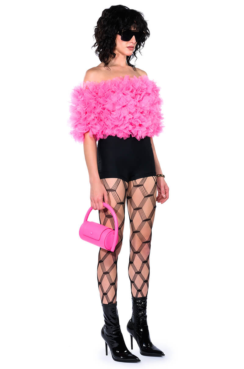 MAKING THE CUT 3D FLORAL CROP TOP