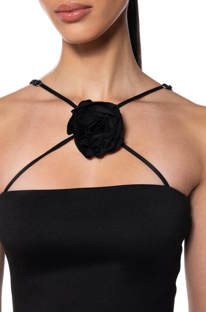 MAYBE NEXT TIME FLOWER DETAIL MAXI DRESS