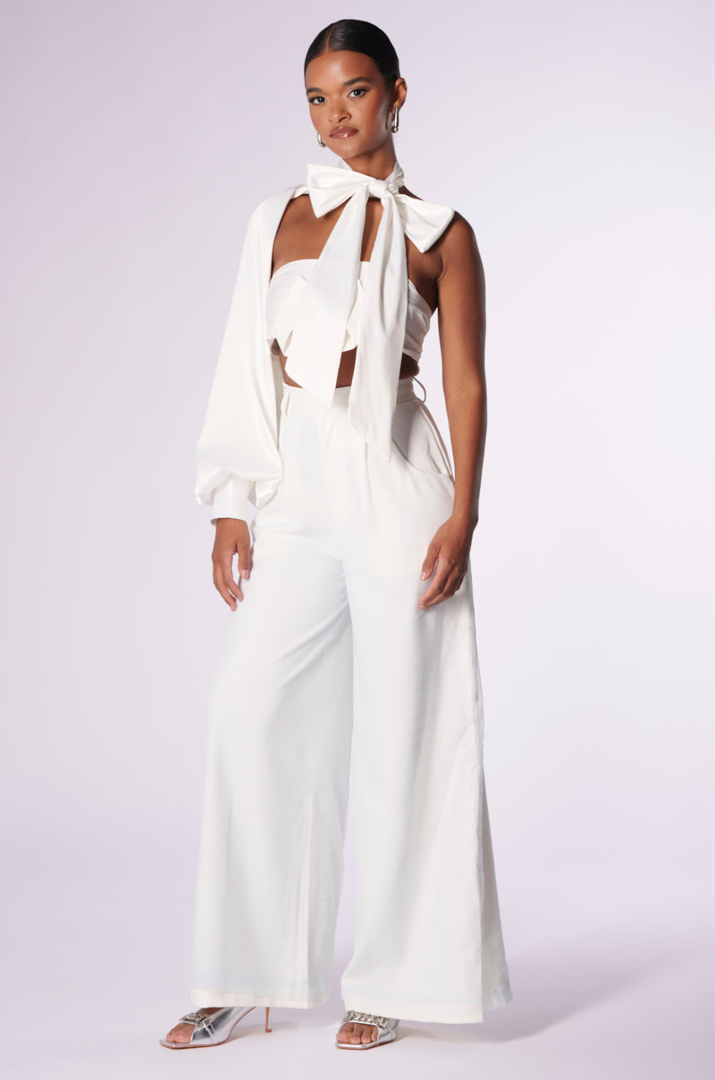 MEANT FOR BUSINESS COLLARED POPLIN BRA TOP