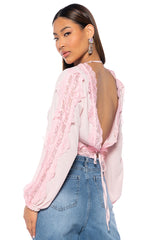 MELODY WEAR IT TWO WAY LACE TRIM BLOUSE