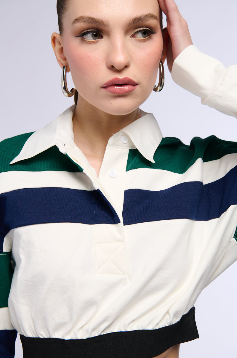 MYLAH CROPPED COLLARED LONG SLEEVE SHIRT