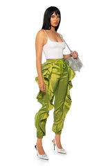 MELANIE RUFFLE DETAILED JOGGER IN LIME