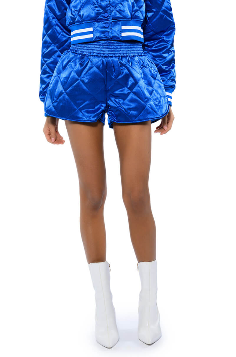 NO CAP QUILTED SATIN DOLPHIN SHORTS