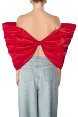 PERFECT GIFT DRAMATIC SATIN BOW TOP IN RED
