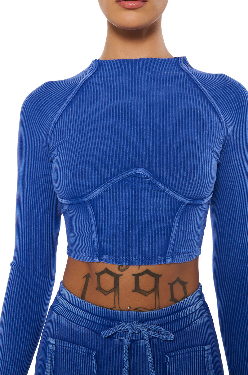 PETUNIA MINERAL WASH LONG SLEEVE TOP