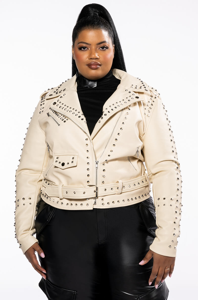 PLUS AZALEA WANG SUMMER SET STUDDED MOTO JACKET