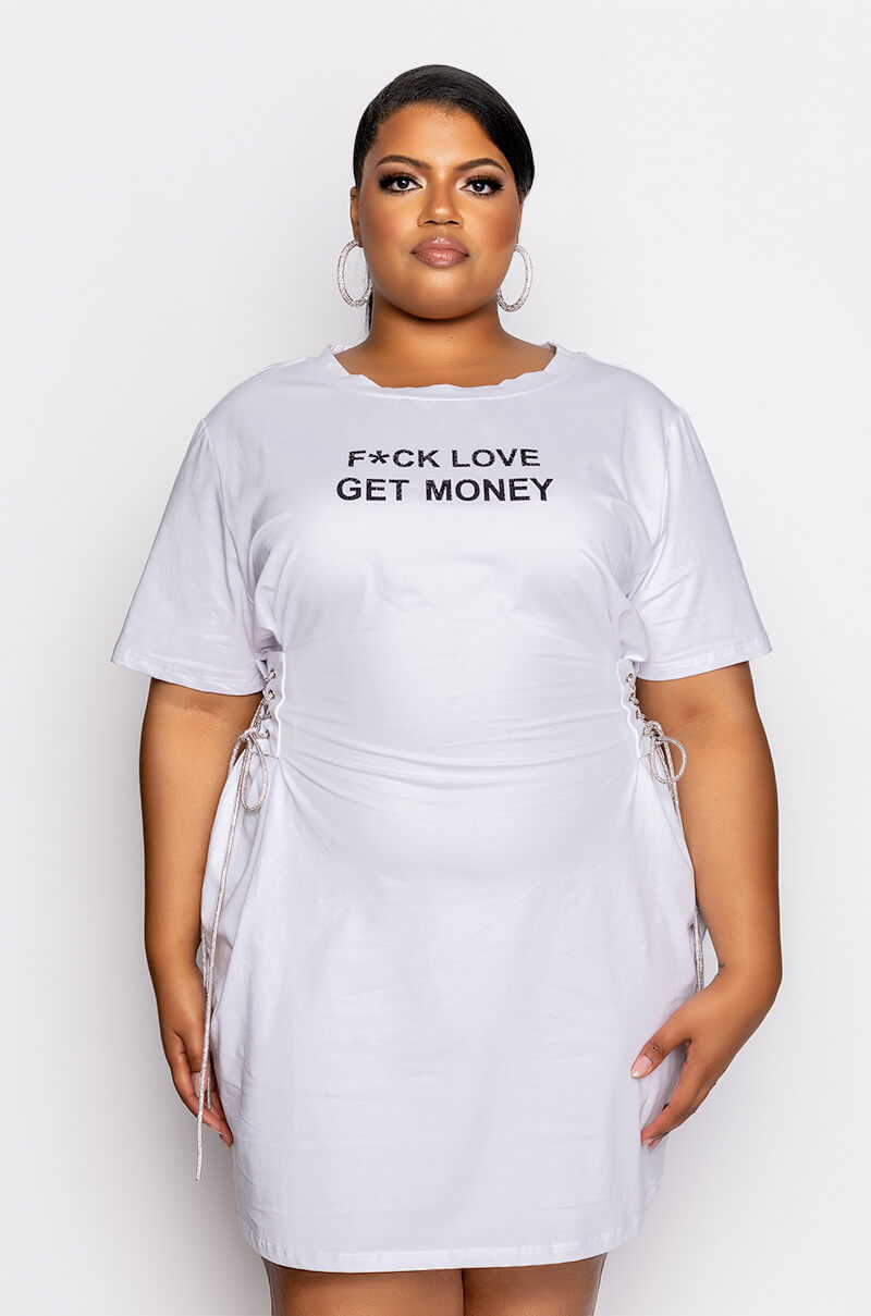 PLUS GET MONEY GRAPHIC T SHIRT DRESS