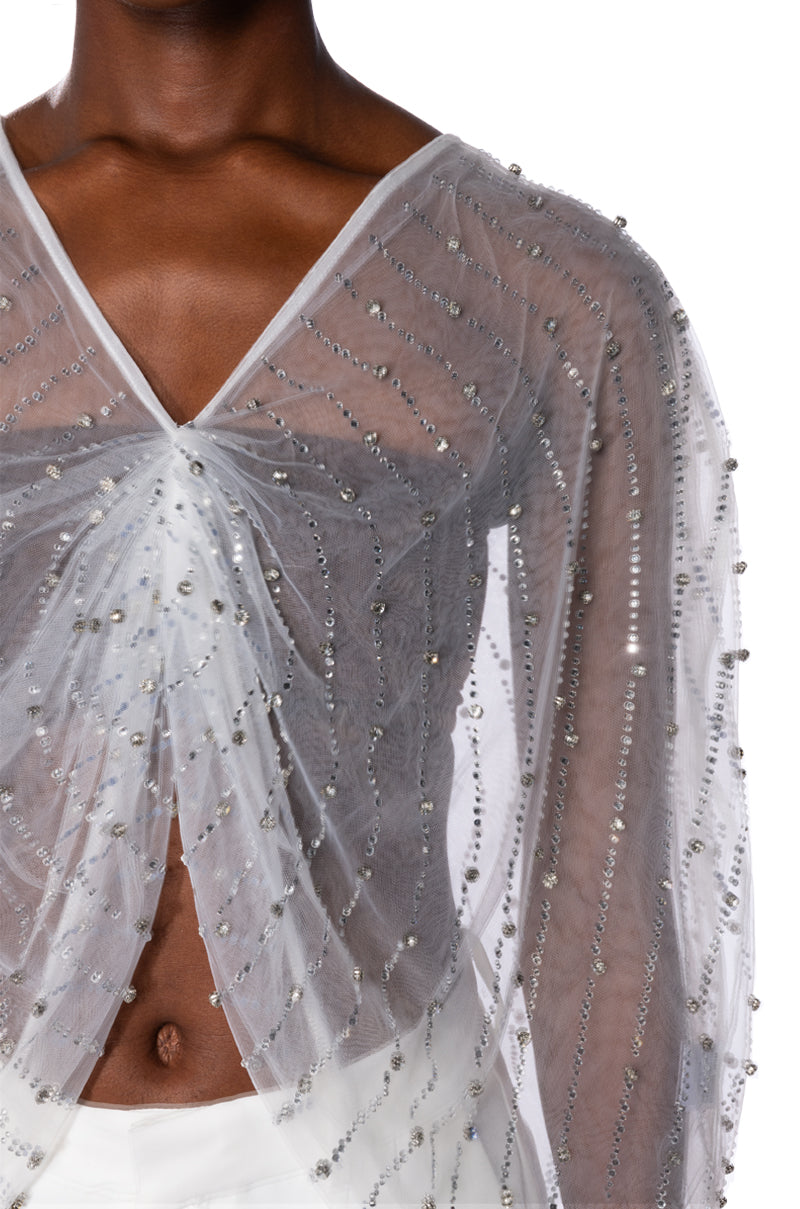 PRETTY AND SIMPLE SHEER EMBELLISHED TOP