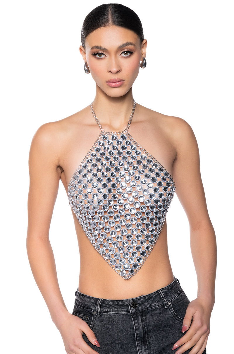 PRESSURE MAKES DIAMONDS HALTER NECK CHAIN TOP