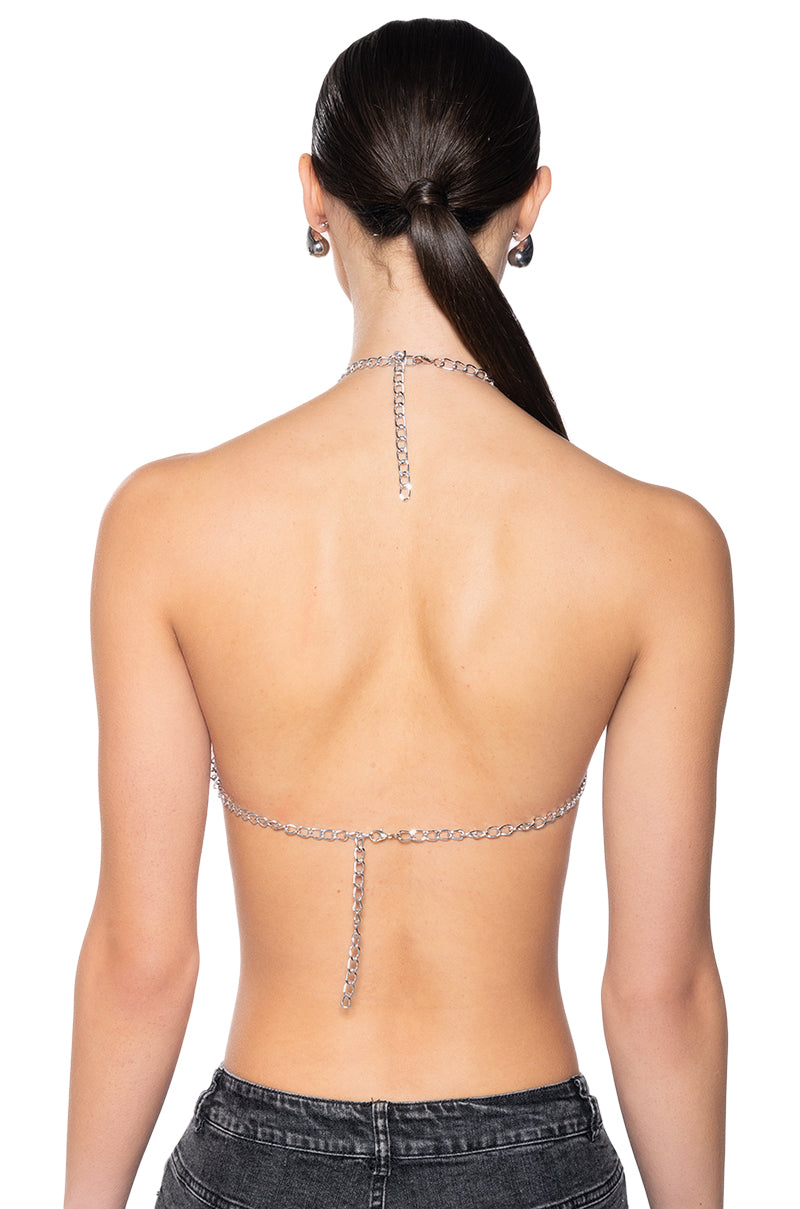 PRESSURE MAKES DIAMONDS HALTER NECK CHAIN TOP