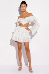 PRETTY LIL THANG EYELET RUFFLE MINI SKIRT
