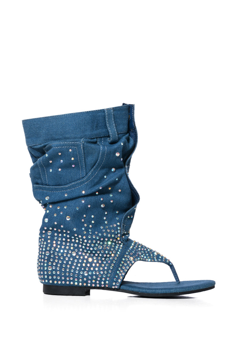 PLEXI DENIM EMBELLISHED COVERED SANDAL