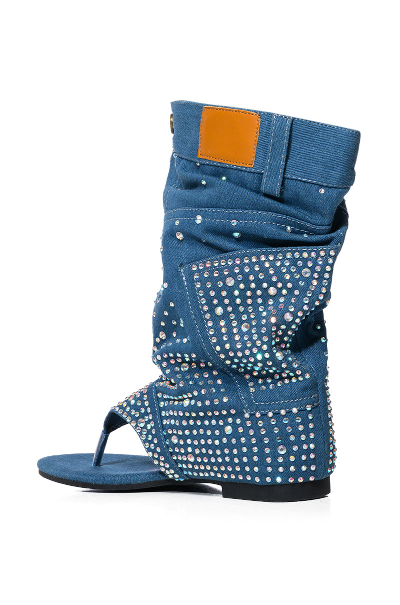 PLEXI DENIM EMBELLISHED COVERED SANDAL