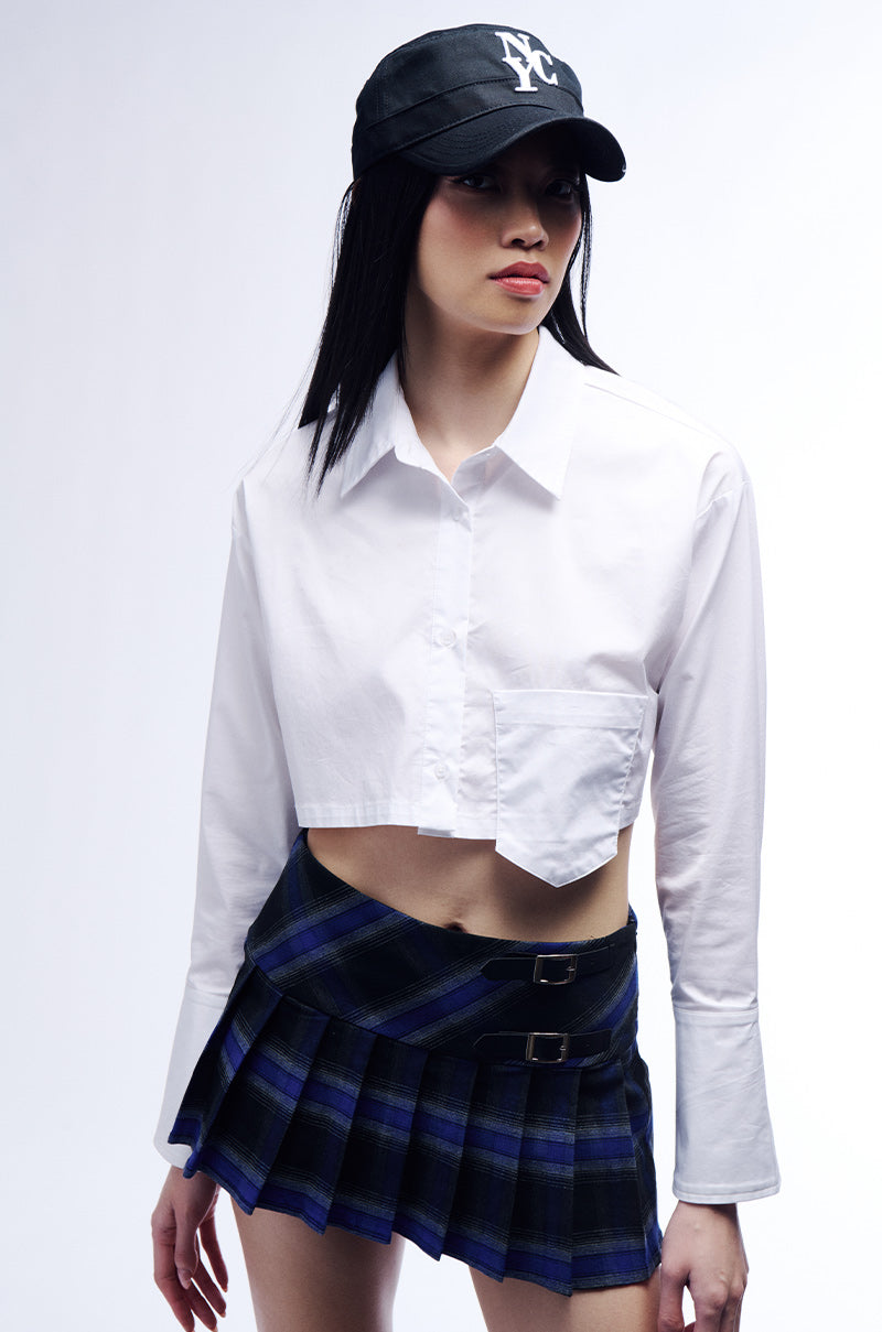 LET GO PLEATED PLAID MINI SKIRT